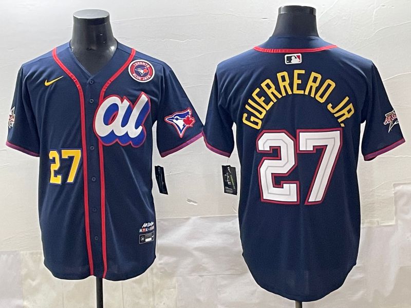 Men 2025 Toronto Blue Jays 27 Guerrero jr Blue All star Blank Blue Nike MLB Jersey style 6